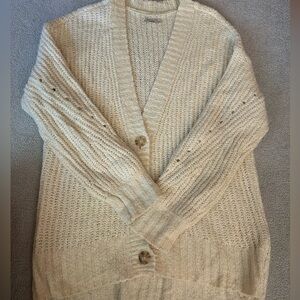 American Eagle Outfitters Cream Button-Up Cardigan